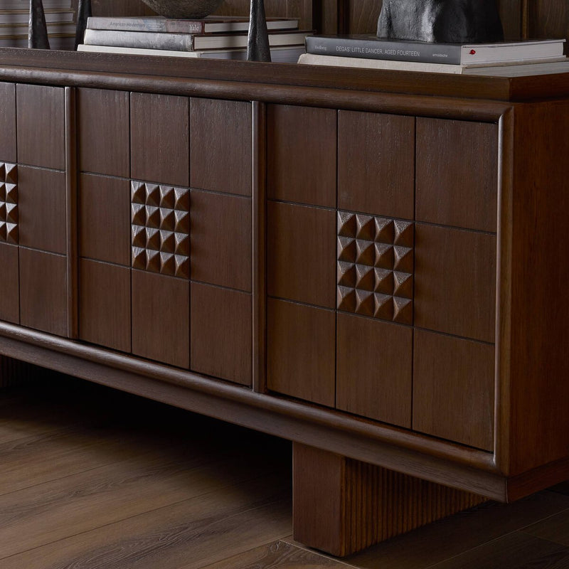 Lyle Media Console - Rust Rubberwood Veneer