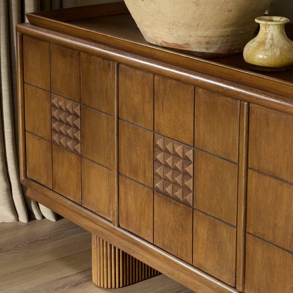 Lyle Media Console - Rust Rubberwood Veneer