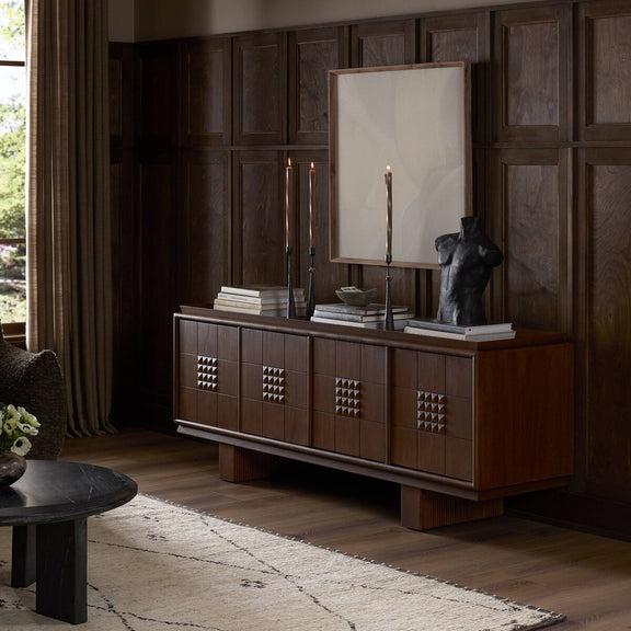 Lyle Media Console - Rust Rubberwood Veneer