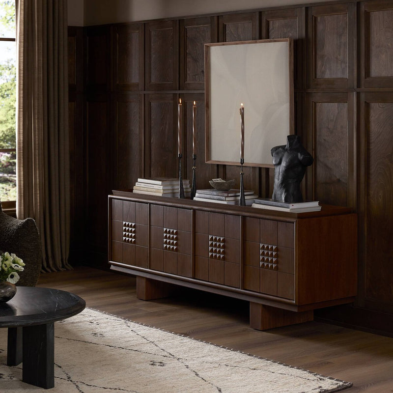 Lyle Media Console - Rust Rubberwood Veneer
