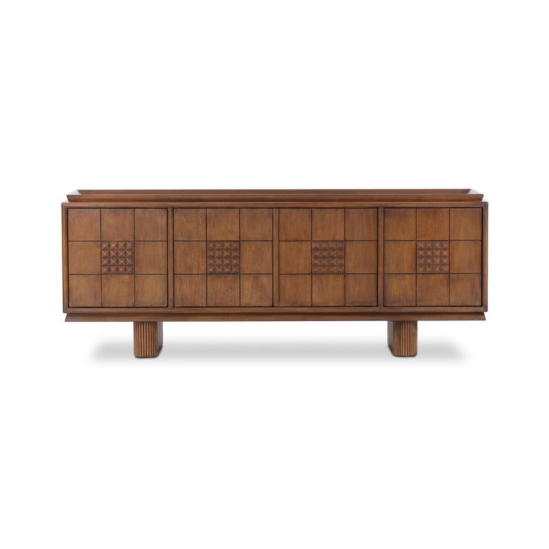 Lyle Media Console - Rust Rubberwood Veneer