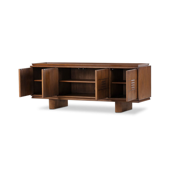 Lyle Media Console - Rust Rubberwood Veneer