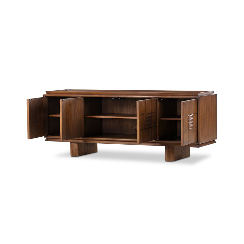 Lyle Media Console - Rust Rubberwood Veneer