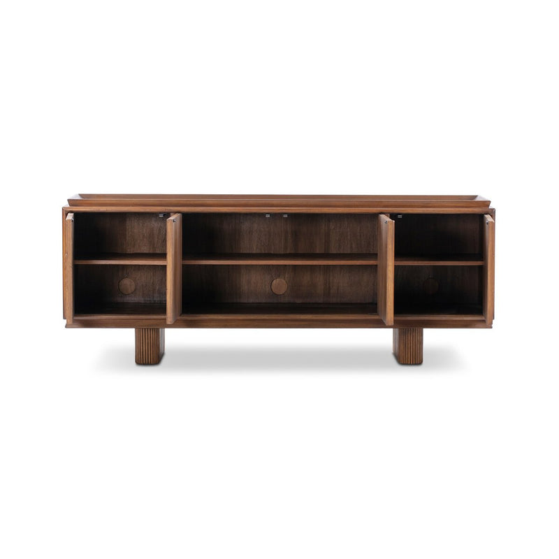 Lyle Media Console - Rust Rubberwood Veneer