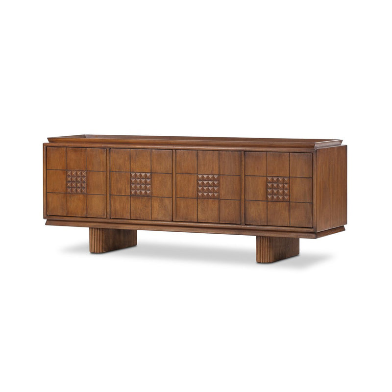 Lyle Media Console - Rust Rubberwood Veneer
