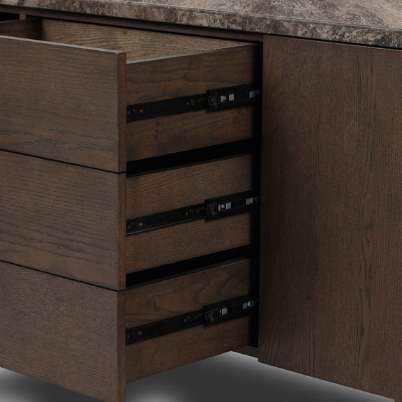 Lawson Media Console - Brown Oak Veneer