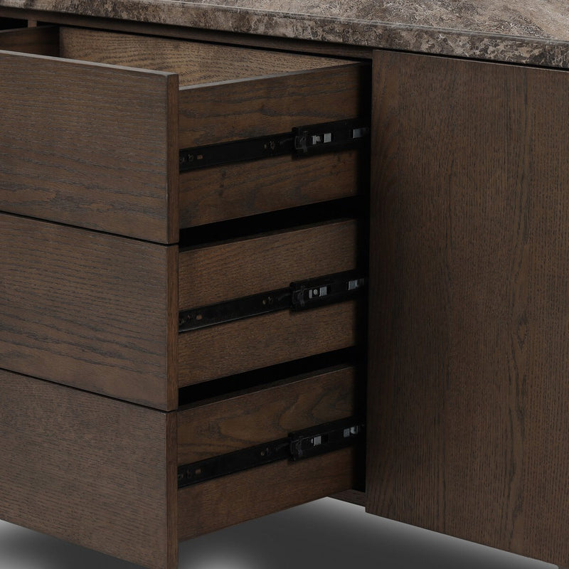 Lawson Media Console - Brown Oak Veneer