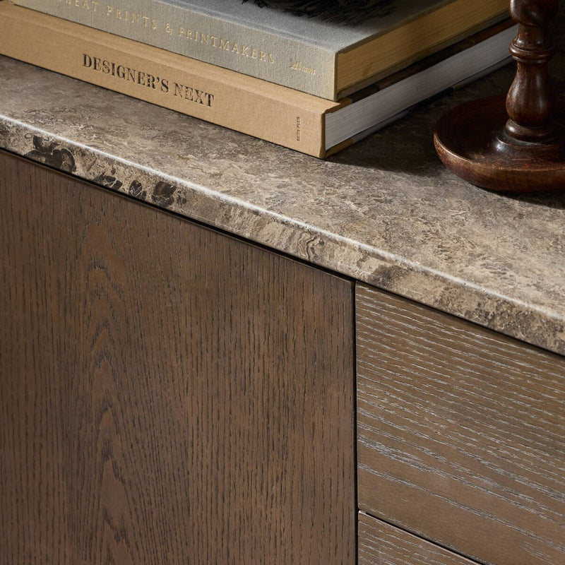Lawson Media Console - Brown Oak Veneer