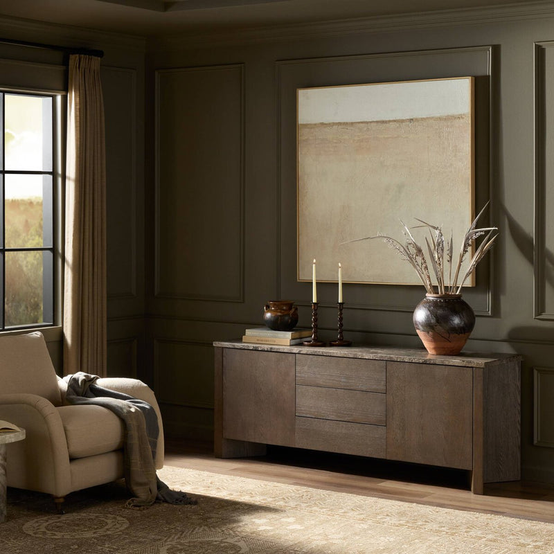 Lawson Media Console - Brown Oak Veneer