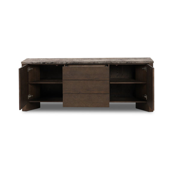 Lawson Media Console - Brown Oak Veneer