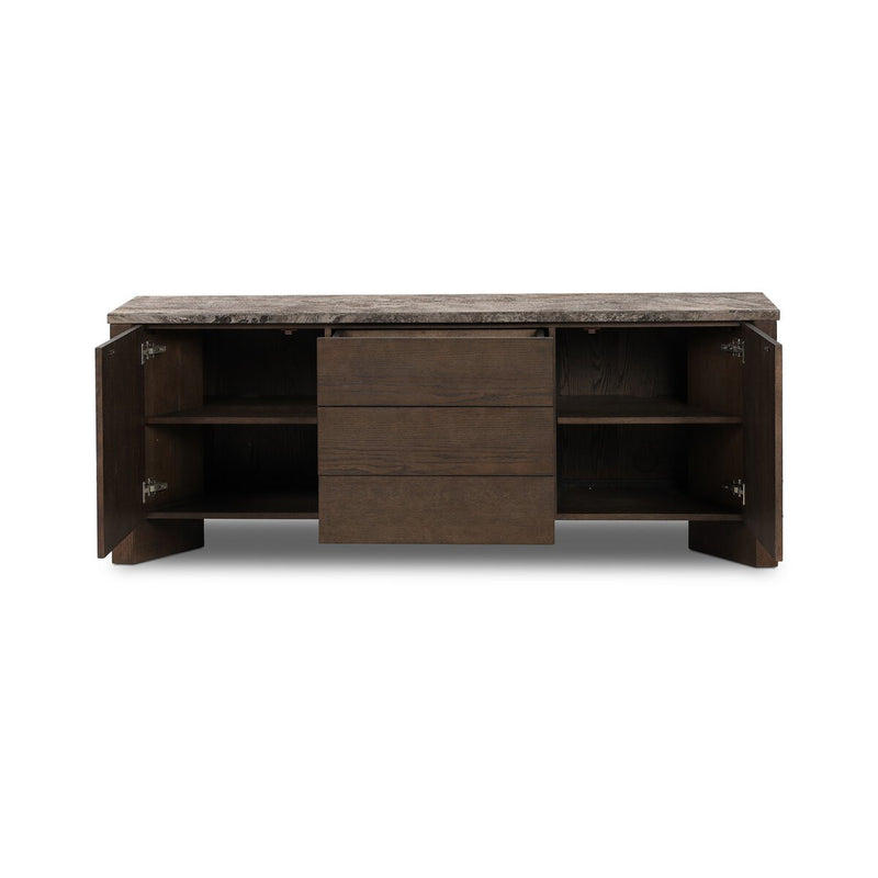 Lawson Media Console - Brown Oak Veneer