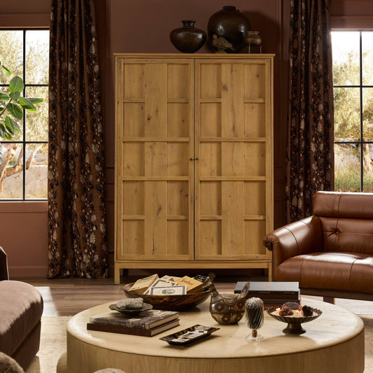 Alessio Cabinet - Aged Natural Oak Veneer