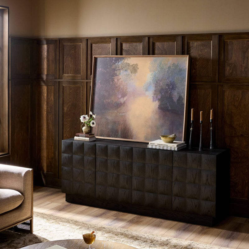 Swell Media Console - Dry Black Oak Veneer