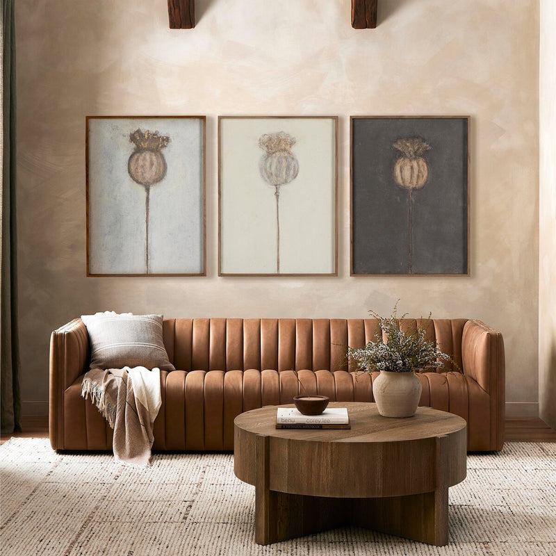 Poppy Triptych by Paul Meyer - Rustic Walnut Floater