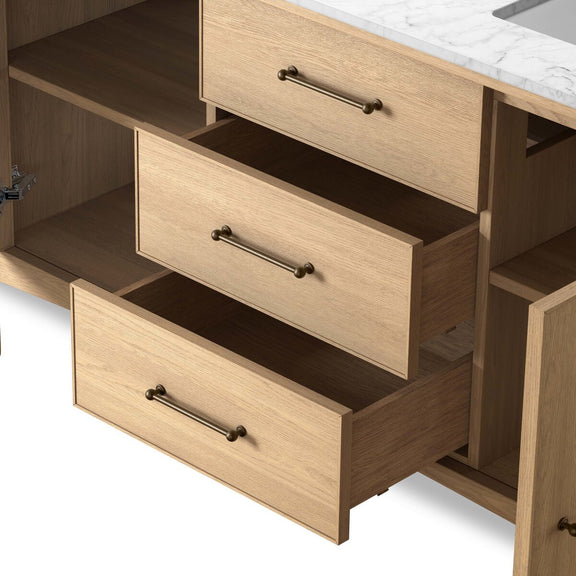 Porter Double Vanity - Satin Light Wash Oak Veneer