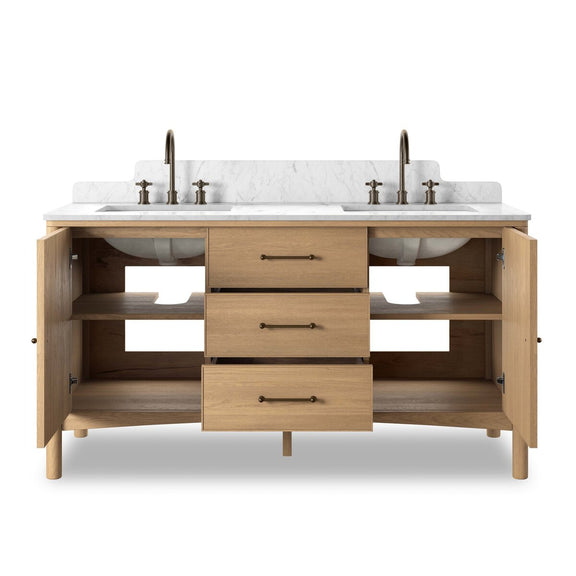 Porter Double Vanity - Satin Light Wash Oak Veneer