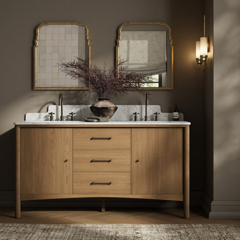 Porter Double Vanity - Satin Light Wash Oak Veneer