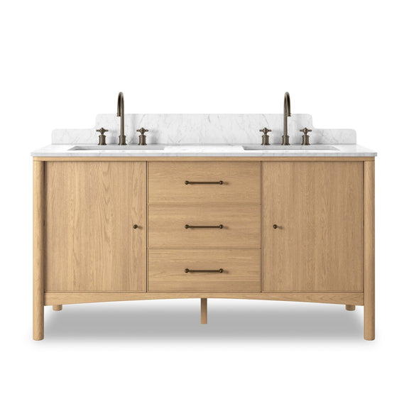 Porter Double Vanity - Satin Light Wash Oak Veneer