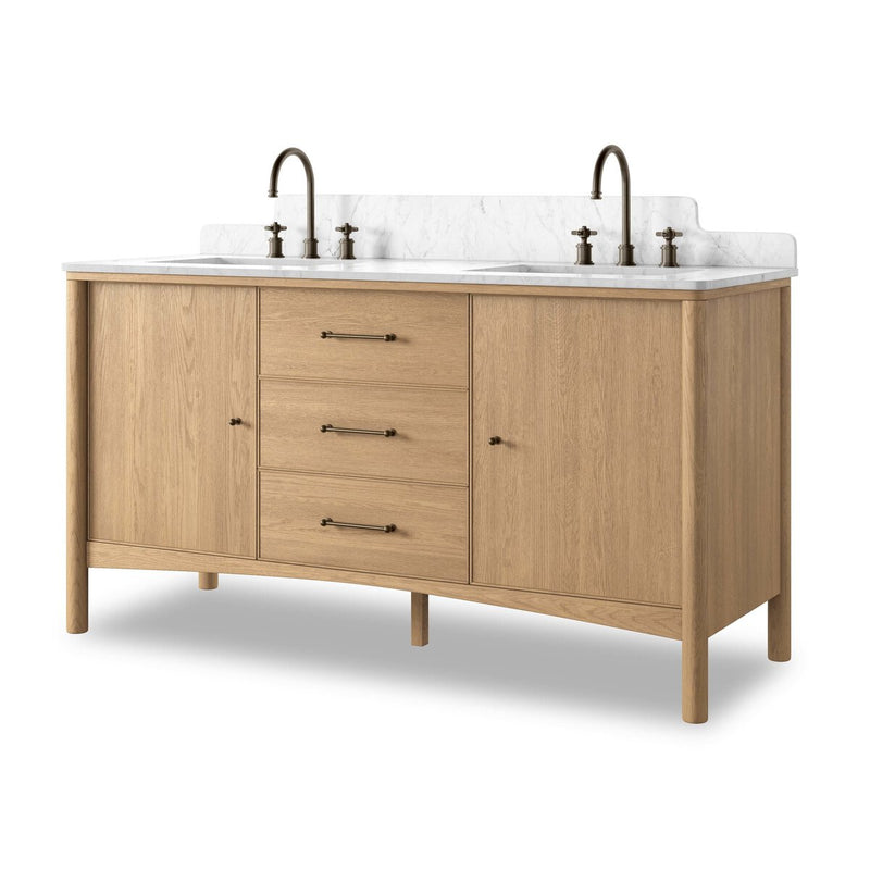 Porter Double Vanity - Satin Light Wash Oak Veneer