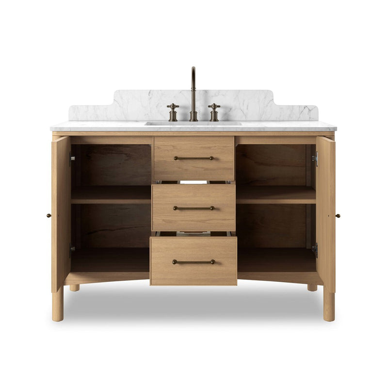 Porter Single Wide Vanity - Satin Light Wash Oak Veneer