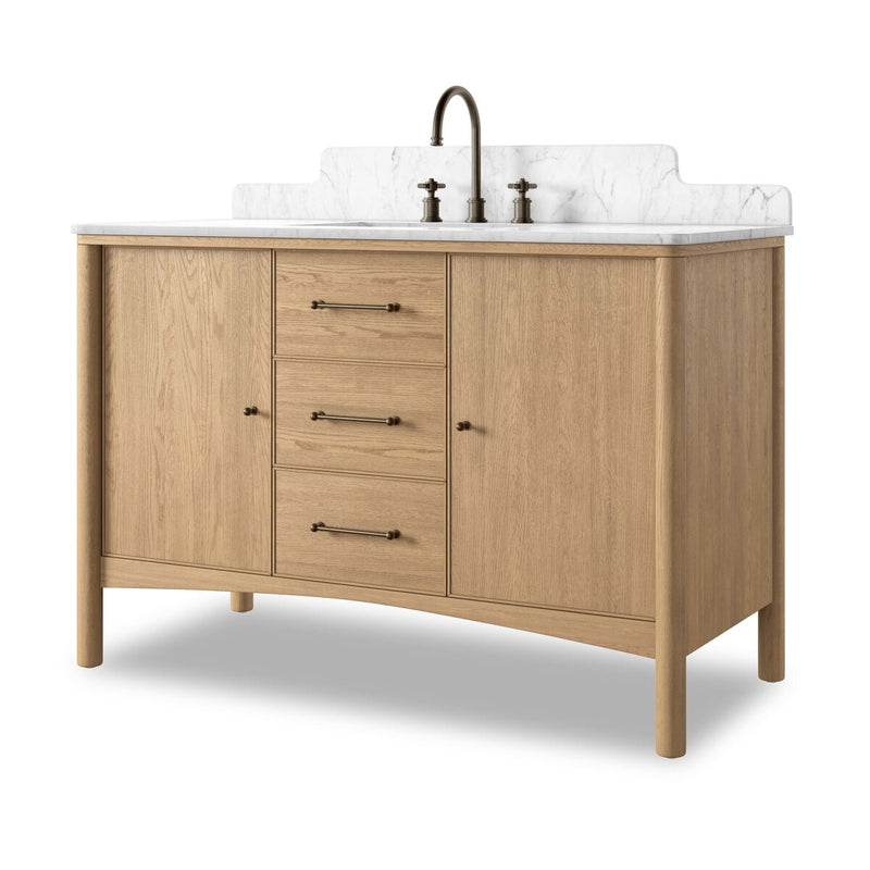 Porter Single Wide Vanity - Satin Light Wash Oak Veneer