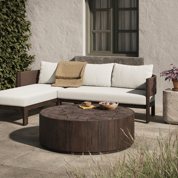 Ridge Outdoor Coffee Table - Stained Saddle Brown-teak Root
