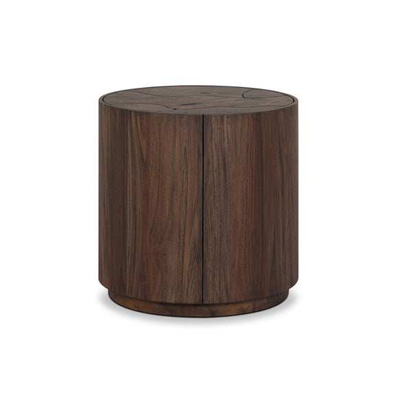 Ridge Outdoor End Table - Stained Saddle Brown-teak Root