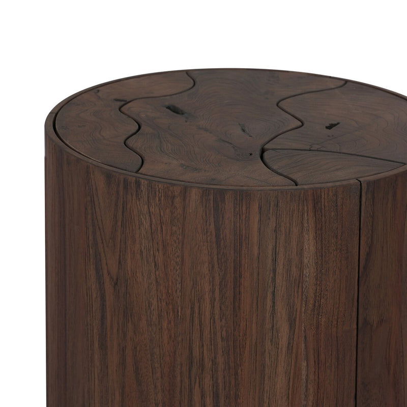 Ridge Outdoor End Table - Stained Saddle Brown-teak Root