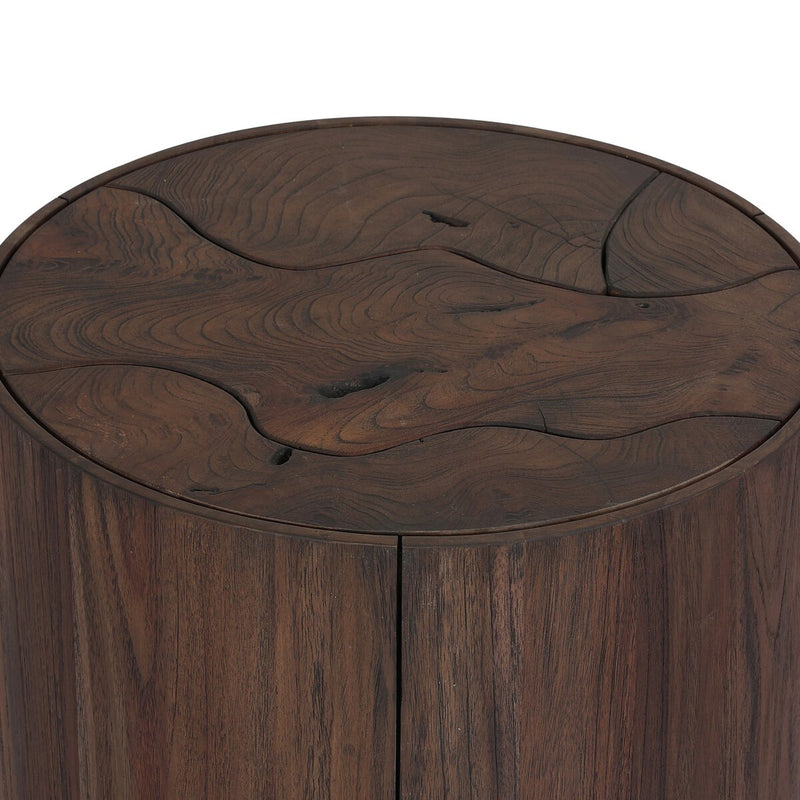Ridge Outdoor End Table - Stained Saddle Brown-teak Root