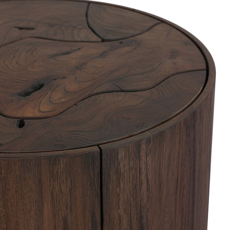 Ridge Outdoor End Table - Stained Saddle Brown-teak Root