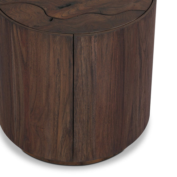 Ridge Outdoor End Table - Stained Saddle Brown-teak Root