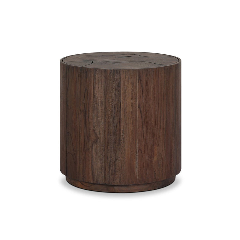 Ridge Outdoor End Table - Stained Saddle Brown-teak Root