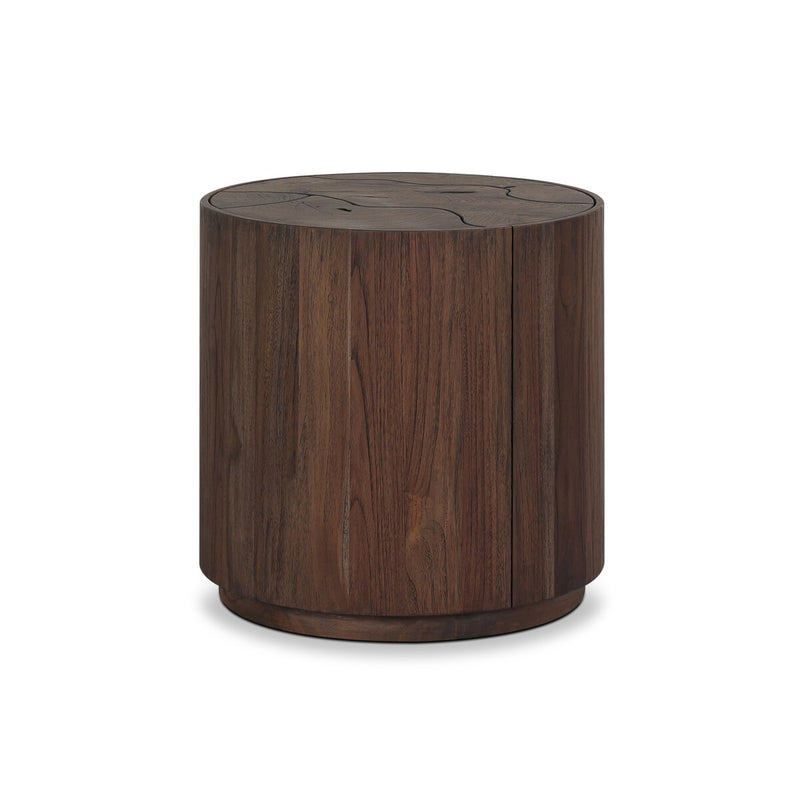 Ridge Outdoor End Table - Stained Saddle Brown-teak Root