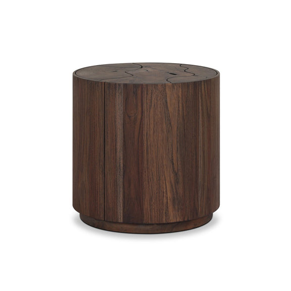 Ridge Outdoor End Table - Stained Saddle Brown-teak Root
