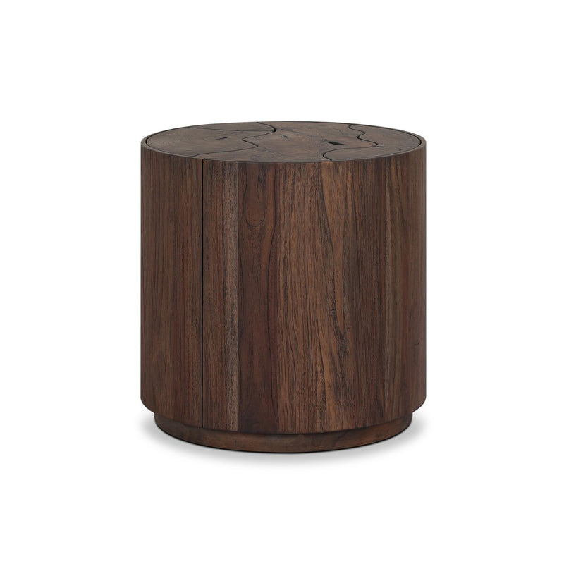 Ridge Outdoor End Table - Stained Saddle Brown-teak Root