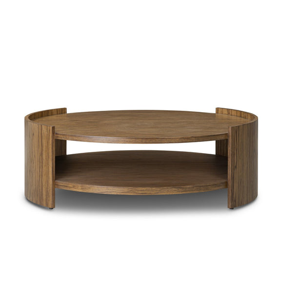 Damari Round Coffee Table - Medium Brown Limba