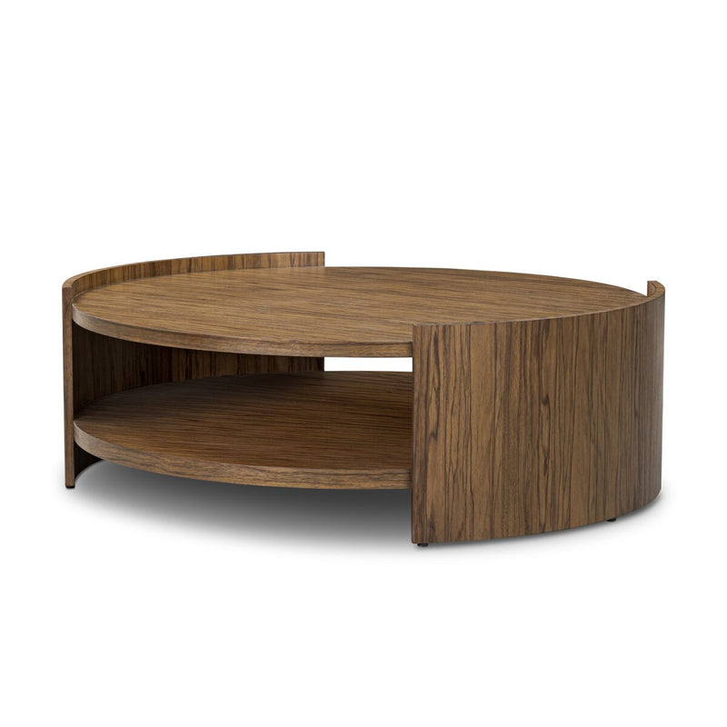 Damari Round Coffee Table - Medium Brown Limba