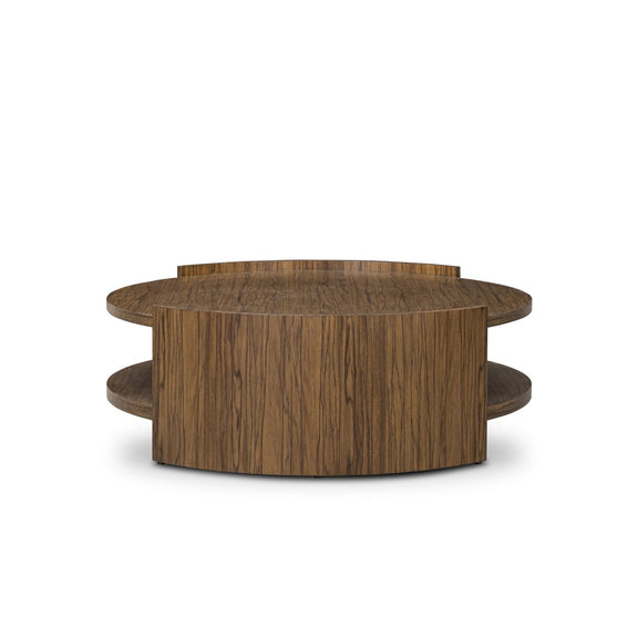 Damari Round Coffee Table - Medium Brown Limba