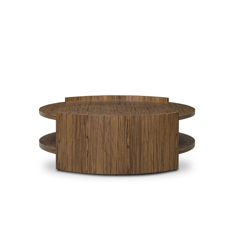 Damari Round Coffee Table - Medium Brown Limba