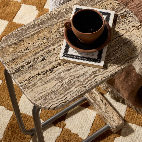 Pixie End Table - Grey Stripe Travertine