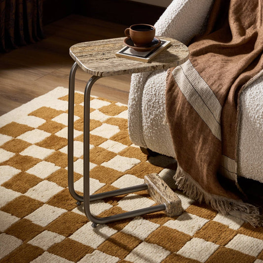 Pixie End Table - Grey Stripe Travertine