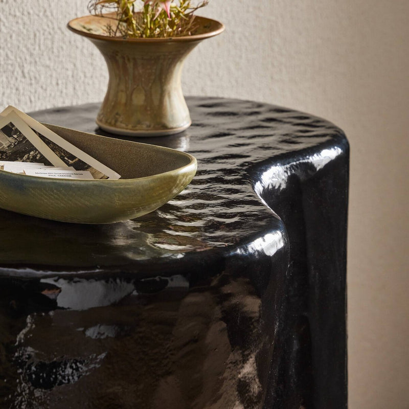 Dulcie End Table - Glossy Black Cast Aluminum