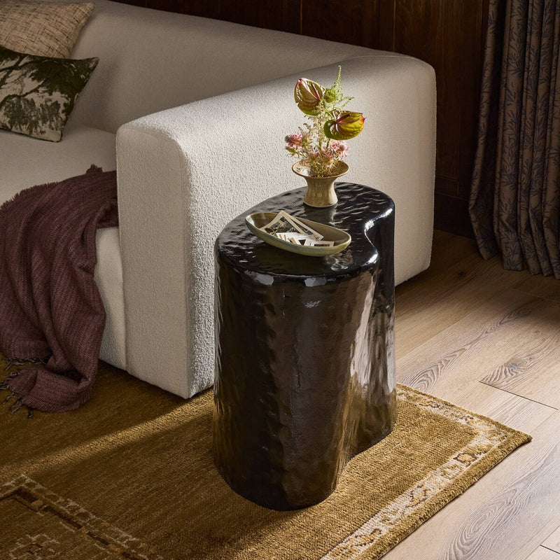 Dulcie End Table - Glossy Black Cast Aluminum