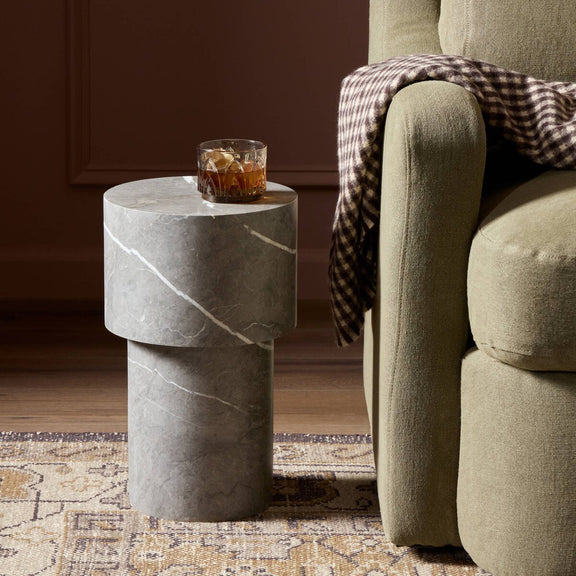 Guthrie End Table - Warm Grey Marble