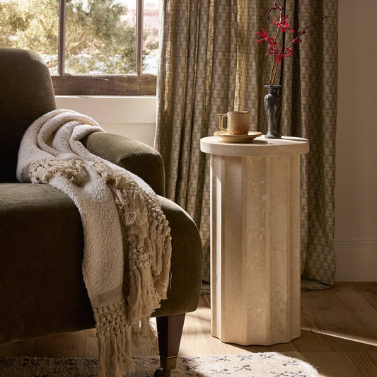 Bibi Drink Table - Cream Marble