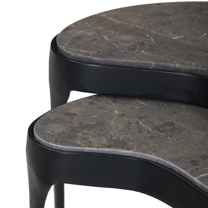 Shayla Nesting End Table - Warm Grey Marble