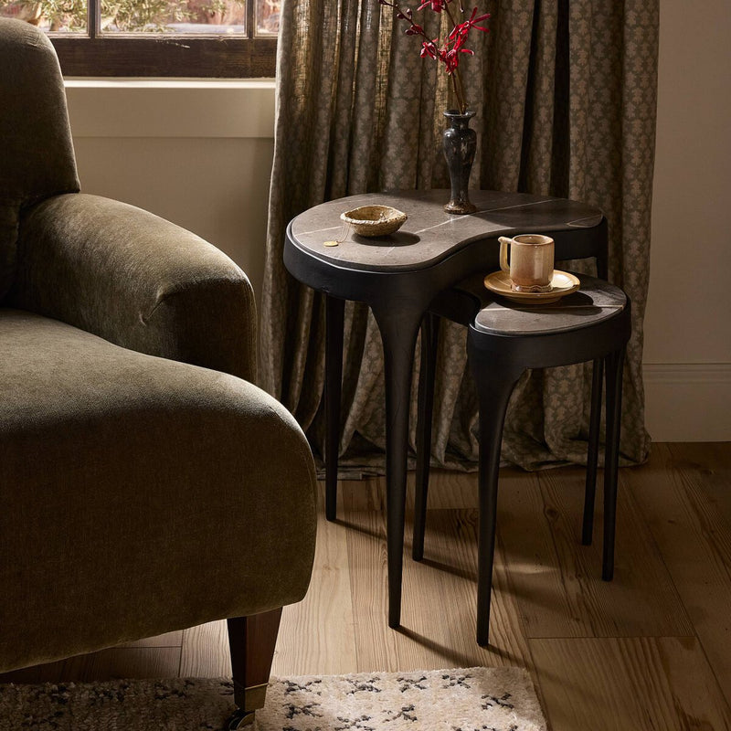 Shayla Nesting End Table - Warm Grey Marble