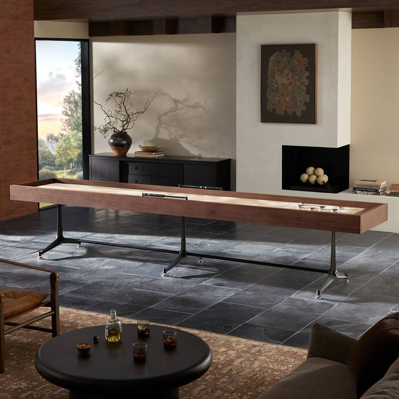 District Eight Large Shuffleboard Table - Smoked Oak