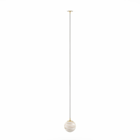 Marbled Globe 300 Pendant - Burnished Brass