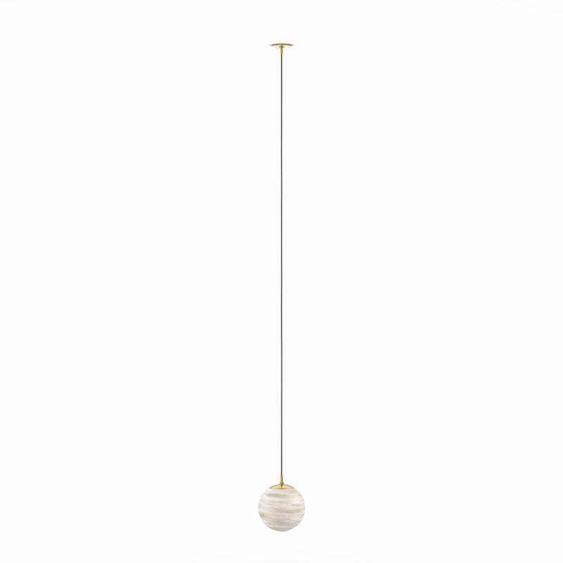 Marbled Globe 300 Pendant - Burnished Brass